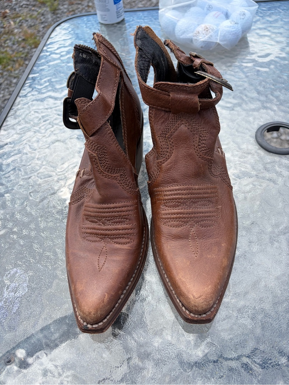 Brown Leather Women’s Ankle Boots - Classic Western Style with light distressing